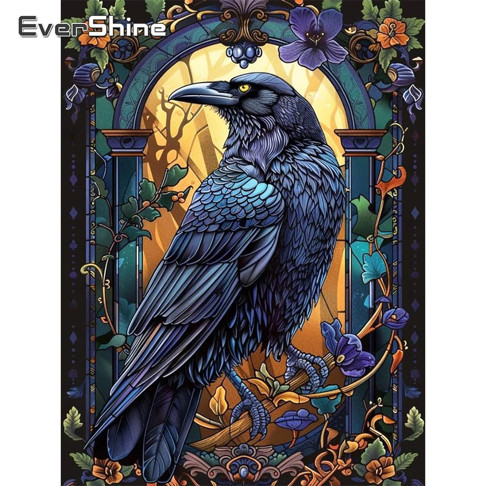 Evershine Diamant-Malerei, Vogel, Tier, Acryl, Bastelbedarf, Mosaik, Krähe, DIY, Handarbeit, Diamant-Stickerei, Blumen-Wandkunst