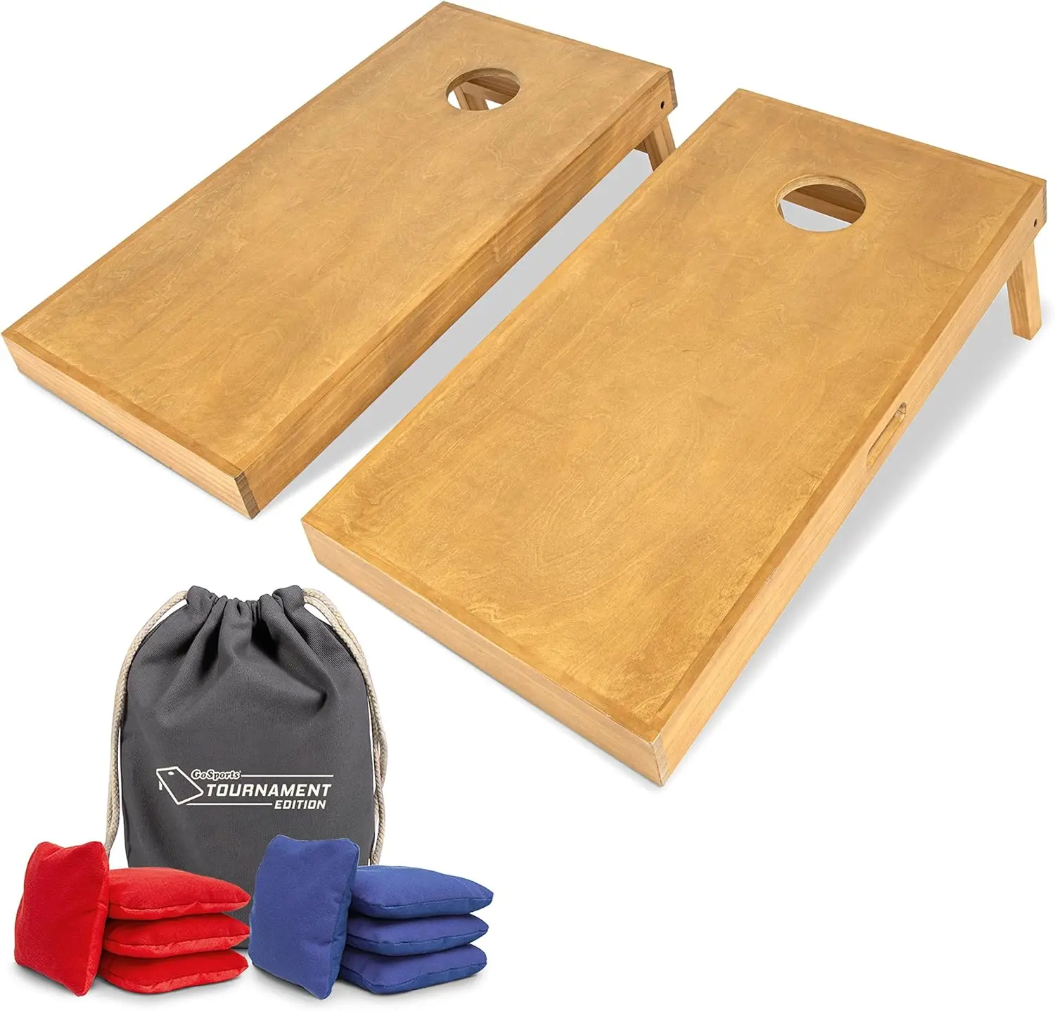 

4 ft x 2 ft Commercial Grade Cornhole Boards Set - Includes 8 Regulation Style Bean Bags - Natural or Light Brown