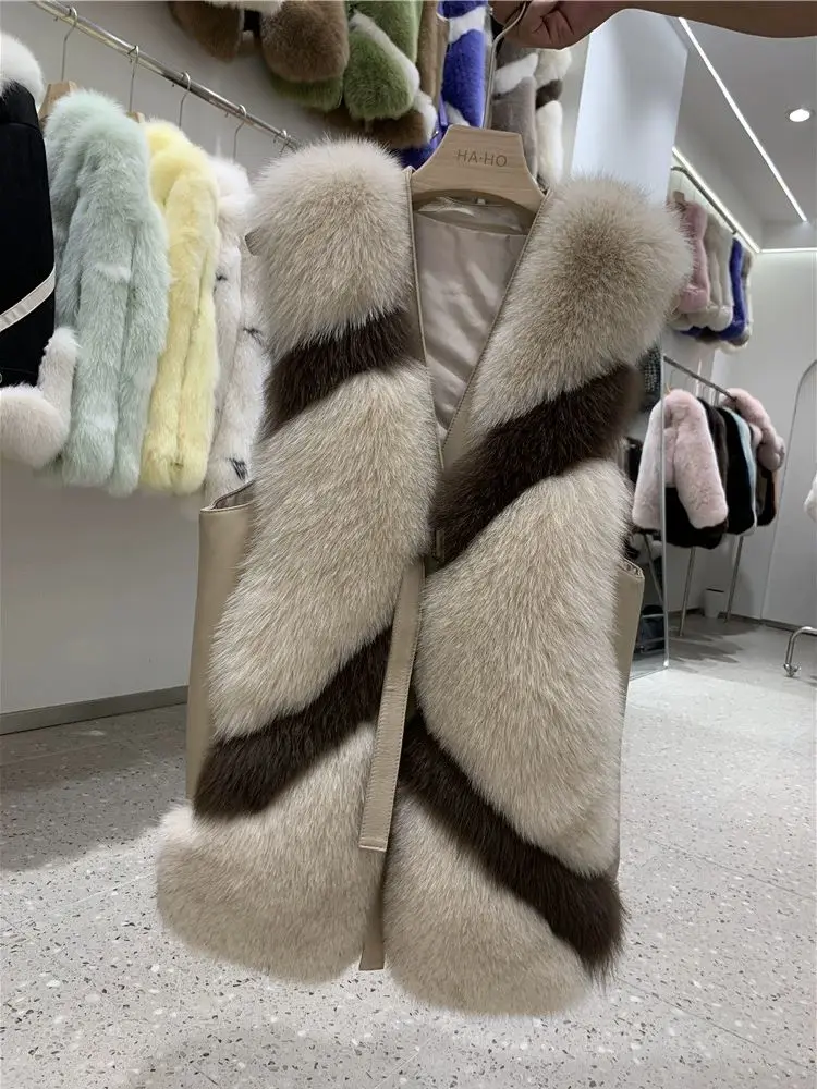 2023 autunno/inverno Haining New Full Skin Fox Hair gilet di pelliccia di media lunghezza gilet di capelli veri cappotto giovanile