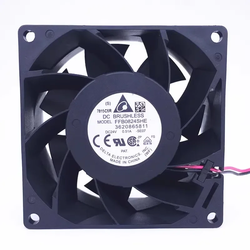 Original Cooler Fan for Delta FFB0824SHE 8038 24V 0.51A Frequency Converter Cooling Fan 8CM 80*80*38MM