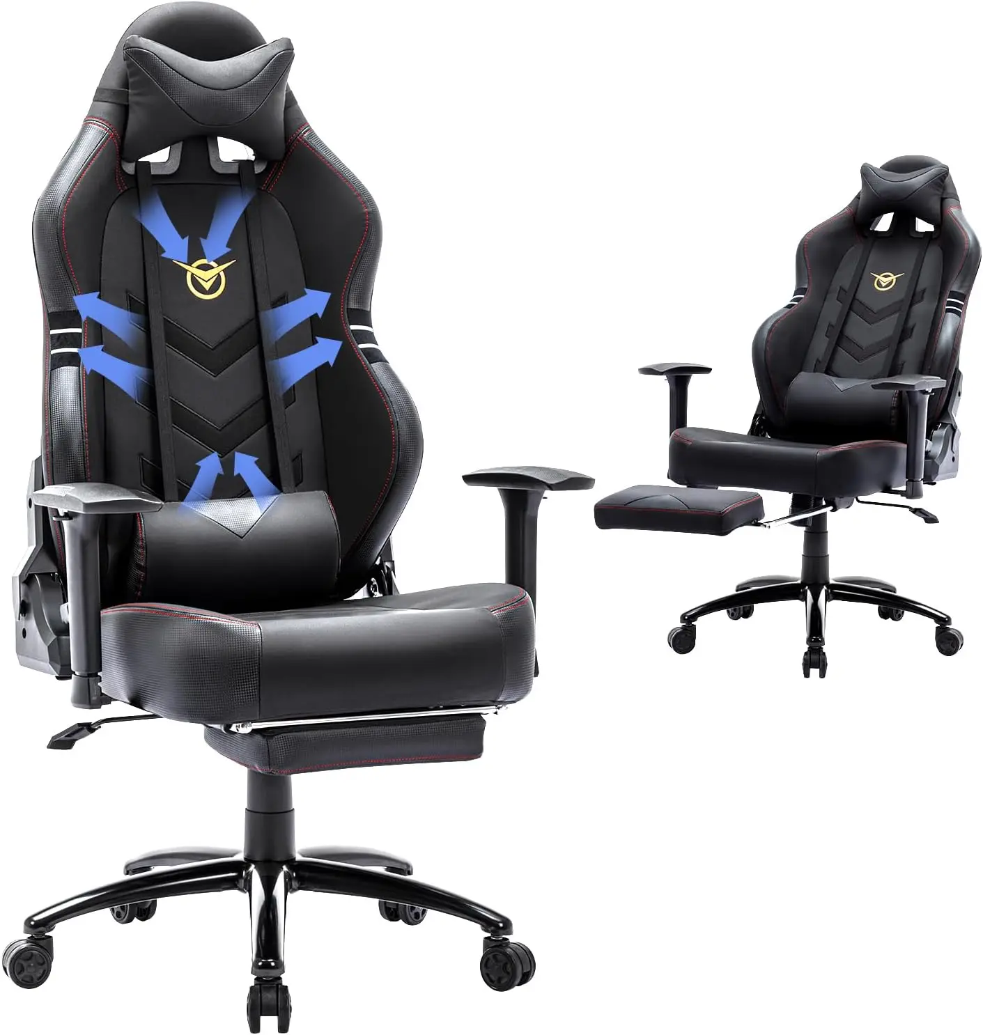 

Big and Tall Gaming Chair with Footrest 350lbs-Racing Computer Gamer Chair, Ergonomic High Back PC Chair with Wide Seat