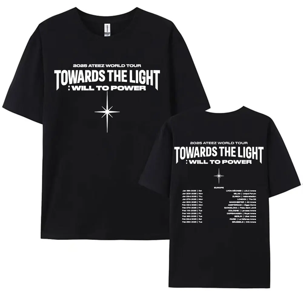 2025 Ateez World Tour Towards The Light: Will To Power T Shirt Men Women Korean Fashion High Quality Casual 100% Cotton T-shirts