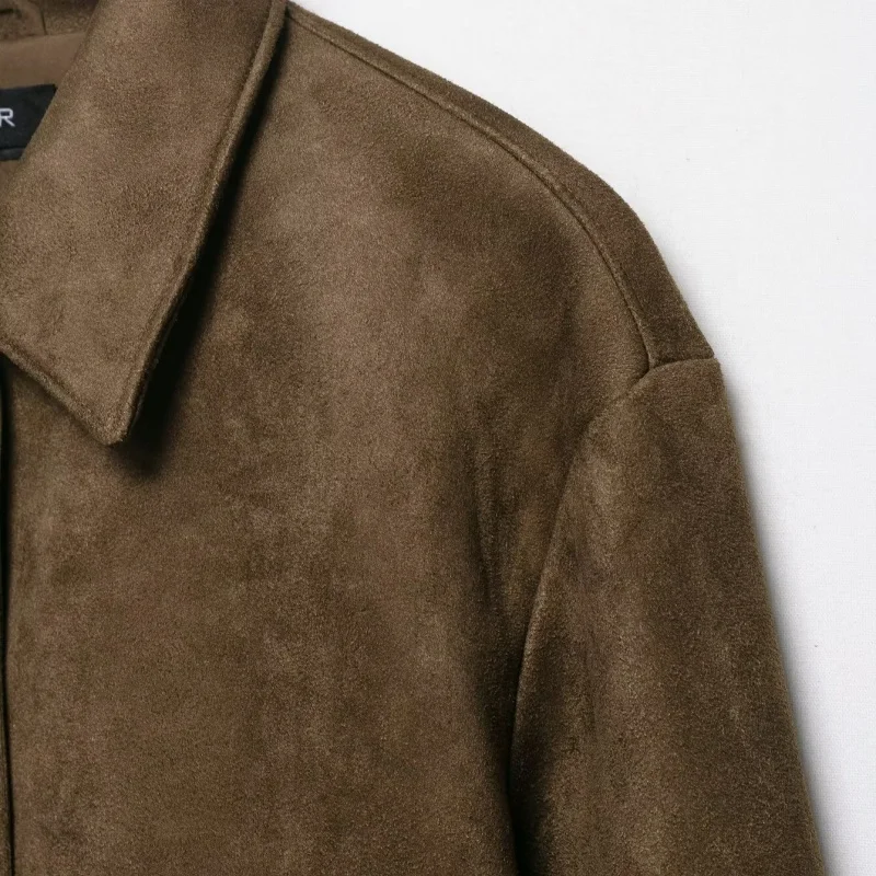 KEYANKETIAN Autunno e Inverno Nuovo Colletto da Donna Monopetto a Maniche Lunghe Giacca in Pelle Scamosciata Cappotto Corto da Donna