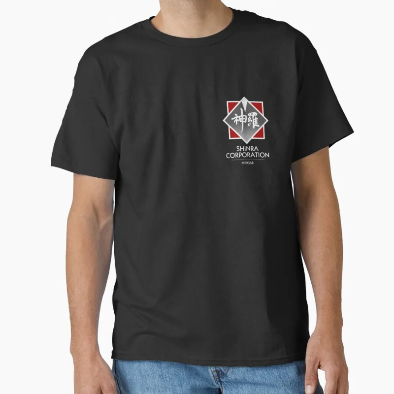 

Shinra Corporation - Pocket Print Final fantasy cloud strife jrpg video game T Shirt for men large size Adult tops S-6XL