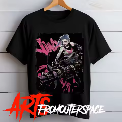 Arcane Season 2 Jinx Powder Printed T Shirt Trendy Men Women Oversized Cotton LOL Game Casual Loose Unisex Top Streetwear Tees