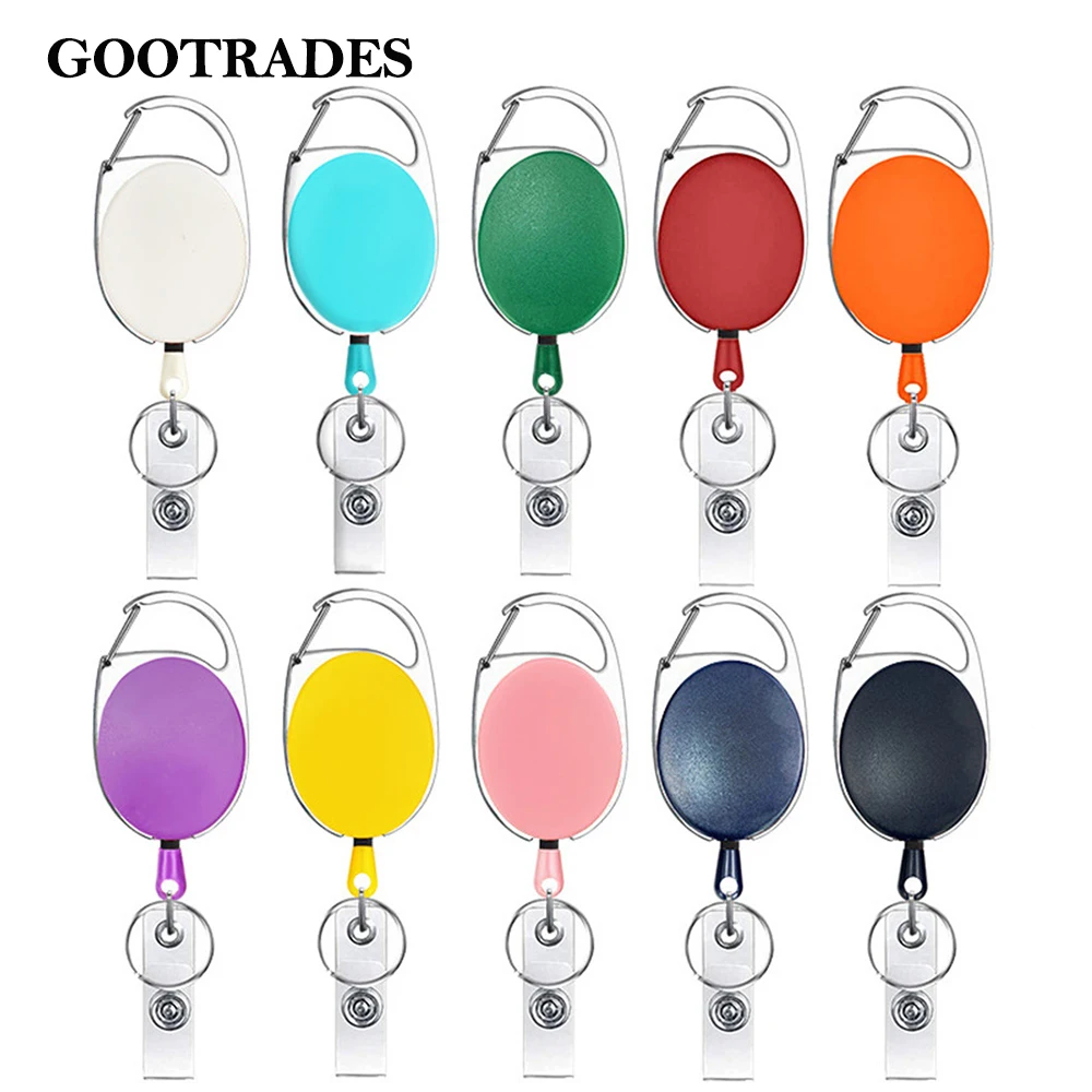 

11 Color Belt Rope Office Lanyard Clip Keychain Name Tag Holder Keyring Id Card Key Ring Cord Reel Retract Pull Key Chain Badge