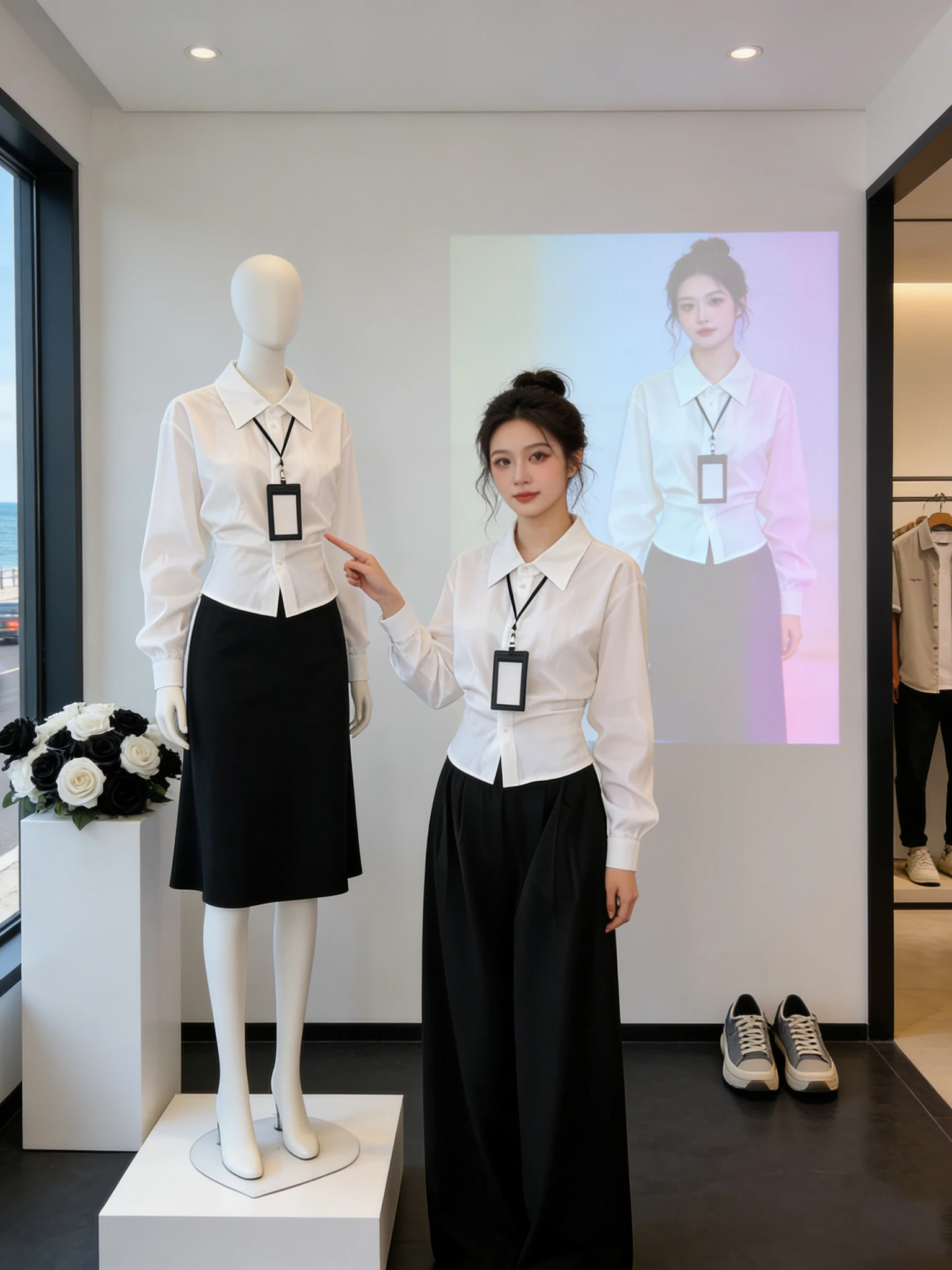 

White Slim Fit Long Sleeve Shirt Women's Style Spring Autumn 2026 New Small Top Waist Inward Design Collar Cardigan