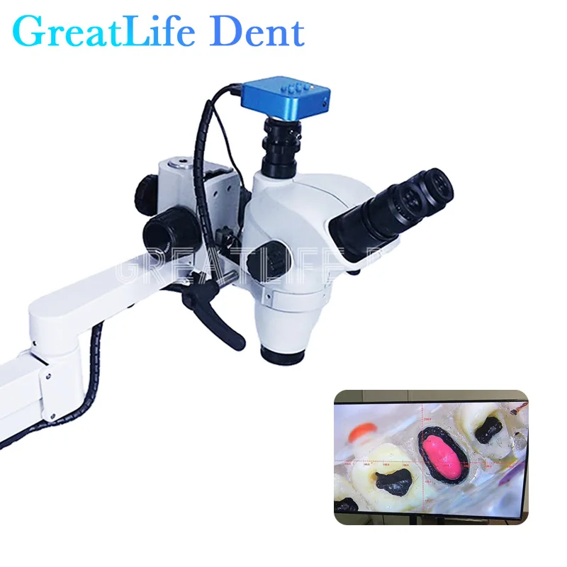 GreatLife Dent 3.35X - 22.5X Oral Dental Chair Endodontic Oral Surgical Microscope With Camera Continuous Zoom 16 Million Pixel