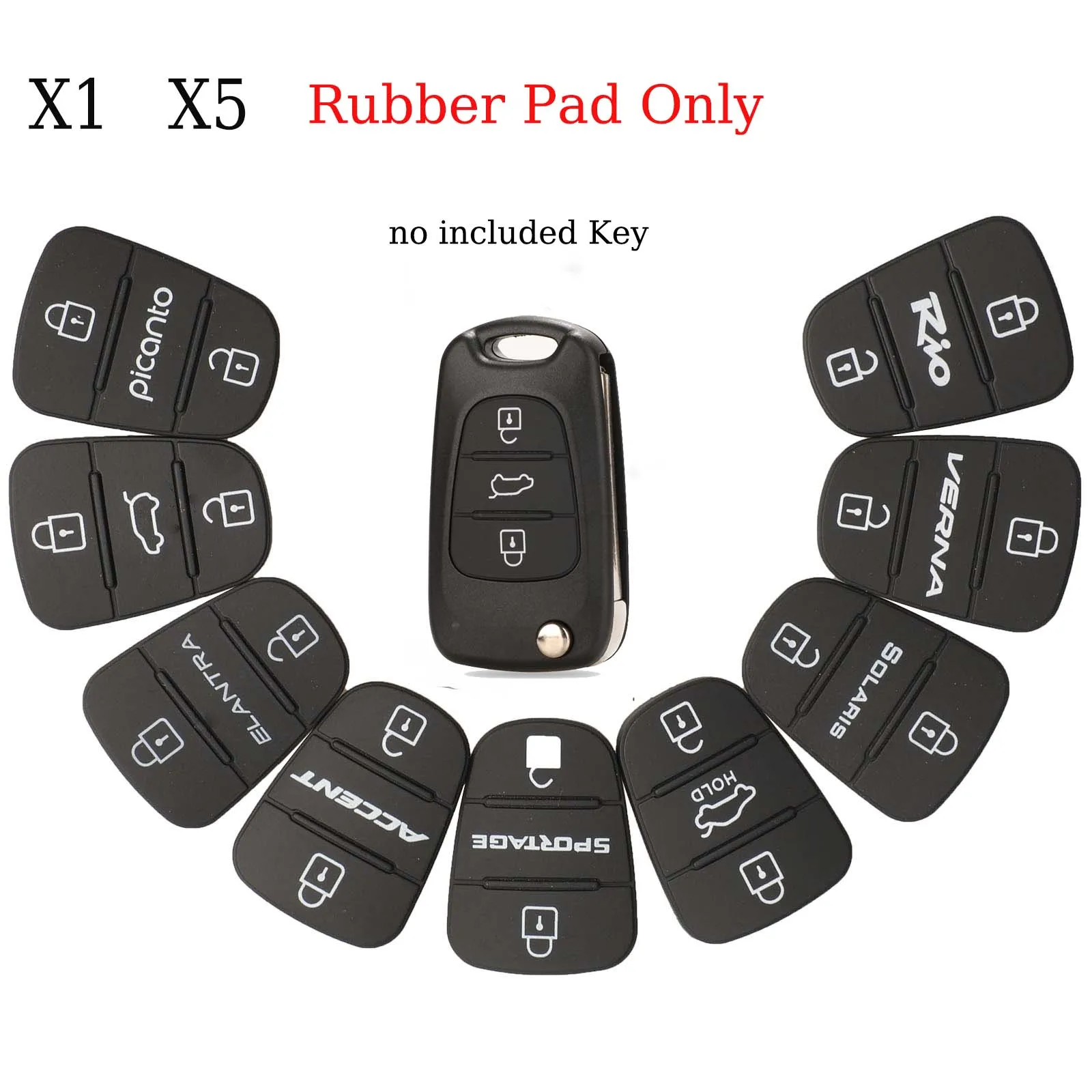 

jingyuqin X1 X5 Replacement Rubber Pad Flip Car Remote Key Shell For Hyundai I30 IX35 Kia K2 K5 Key Cover Case