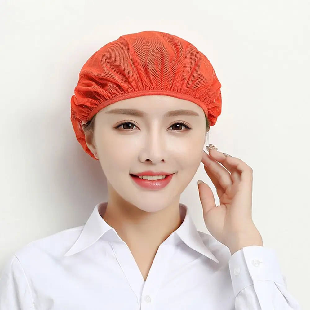 Simple Elastic Mesh Work Hat Breathable Dust-proof Chef Hat Oil-Resistant Catering Work Wear Food Service