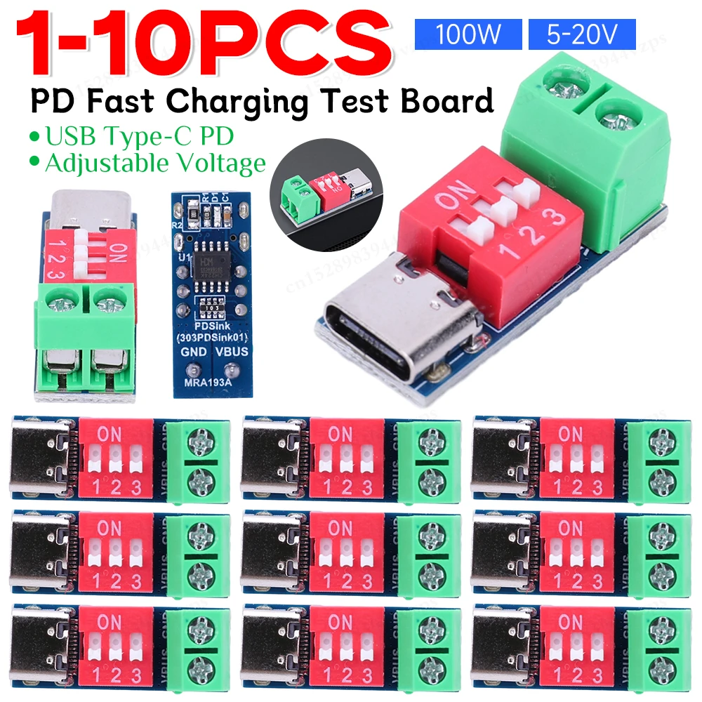 1-10X PD Trigger Board Modul 5-20V Einstellbare Ladegerät Power Delivery Boost Modul 100W Spannung stecker Netzteil Zubehör