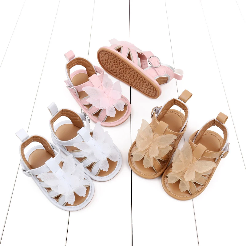 

VISgogo Baby Girls Summer Sandals Cute 3D Butterfly Flat Shoes Non-Slip Sole Toddler First Walker Shoes