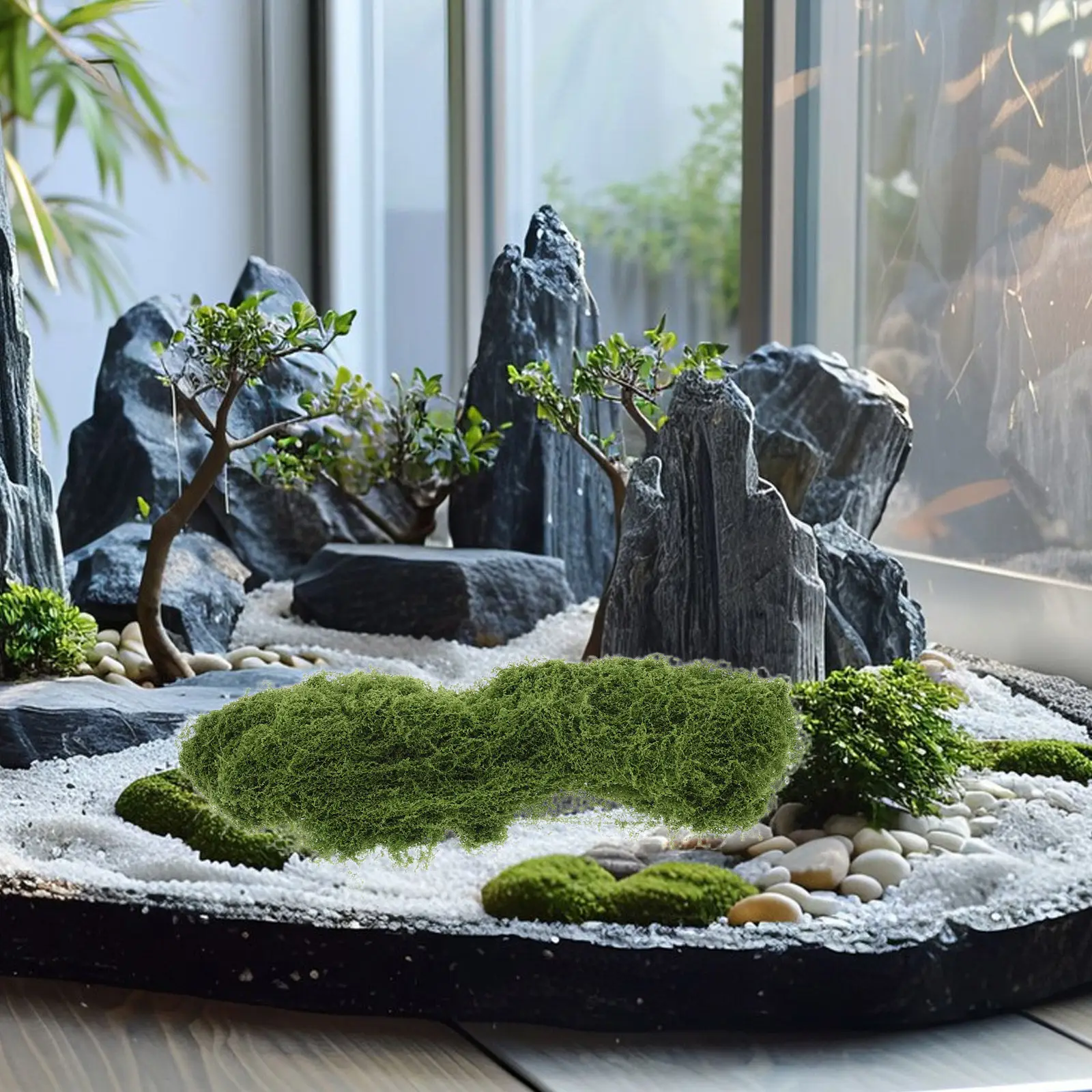 1Pack Realistic Artificial Moss for Crafts Faux Green Plant Decor DIY Miniature Landscape Terrarium Bonsai Fairy Garden Filler