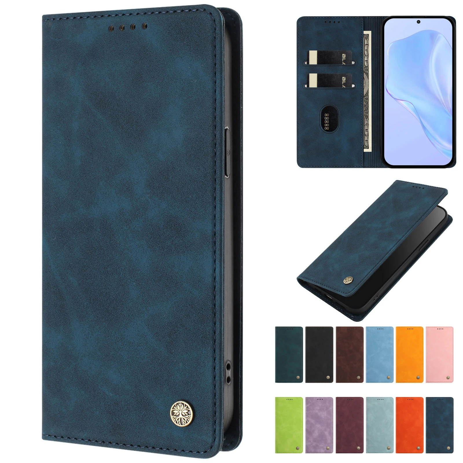 Funda de Cuero Tipo Cartera con Tapa para TCL K70 SE Power K33 K32 A3 A30 A3X T9 ION X Stylus 5G con Ranuras para Tarjetas, Bloqueo RFID