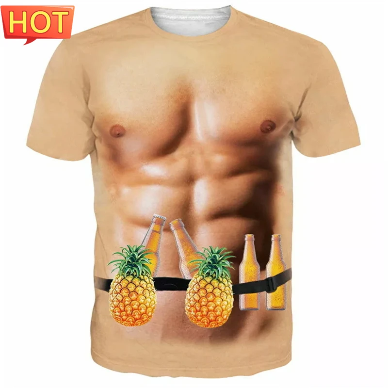 Muscle Body 3D Print T-Shirt Men Summer T Shirt Clothing Fashion Street Tees Flesh Pattern Oversized Male Short Sleeve Trendy image 4