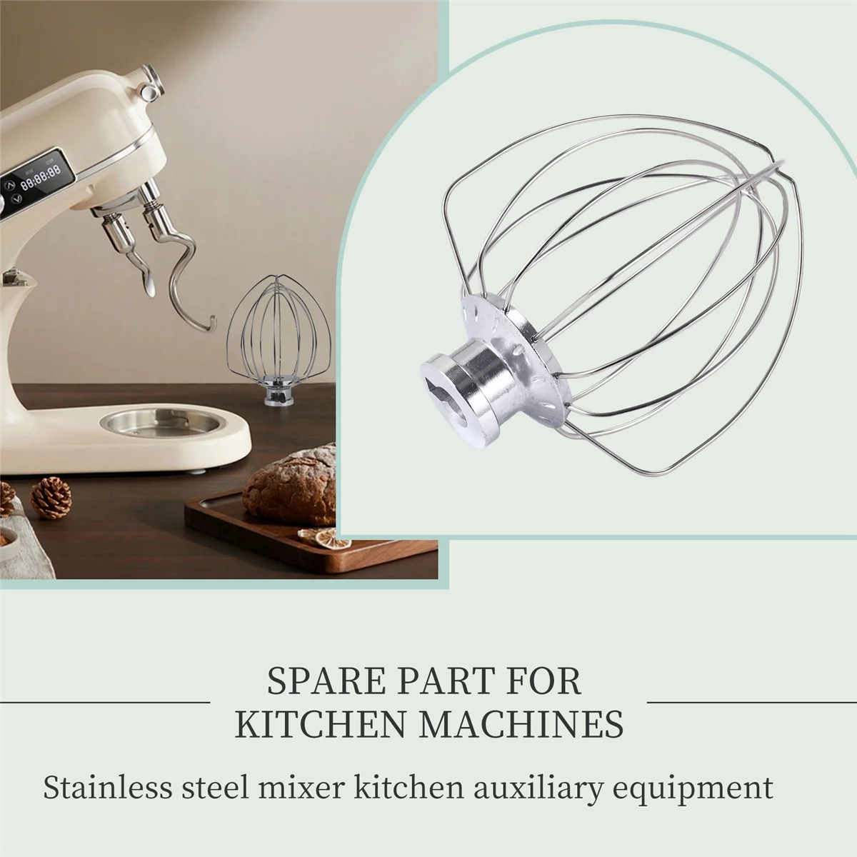 Stainless Steel Whisk 5K452WW for KitchenAid Kitchen Machine 5KSM90-5KSM185 HY