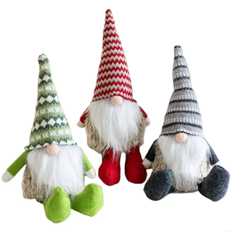 G99A Örme Çizgili Şapka İsveç Tomtes Gnomes Noel Partisi Dekorları için Peluş Bebekler