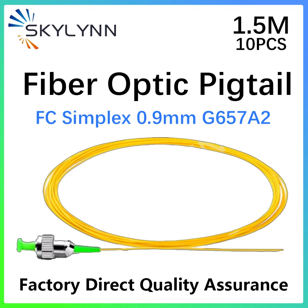 10ชิ้นตัวเชื่อมต่อ APC แบบ pigtail 1.5M singlemode FC G657A2 0.9มม. LSZH ไฟเบอร์ pigtail