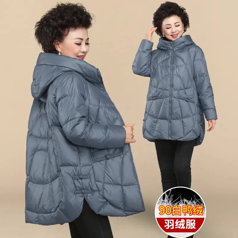 Winter Down Jacket Womens 2024 New Parka Hooded Long White Duck Down Coat Thicken Warm Female Outwear Large Size Loose Overcoat