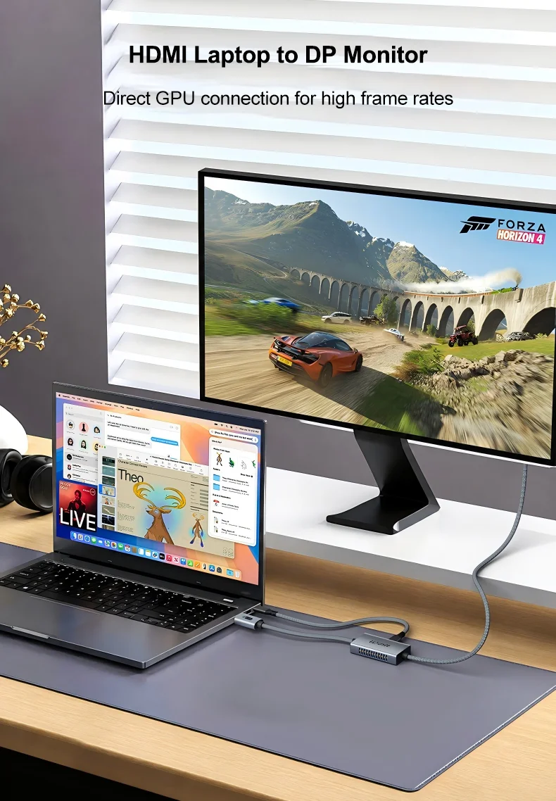 4K@60Hz Bidirektionales HDMI-zu-DP-Kabel, aktiver DP-zu-HDMI-Adapter für Switch/PS5/Xbox Laptop PC tragbarer Monitor Konverterkabel – Detail 12