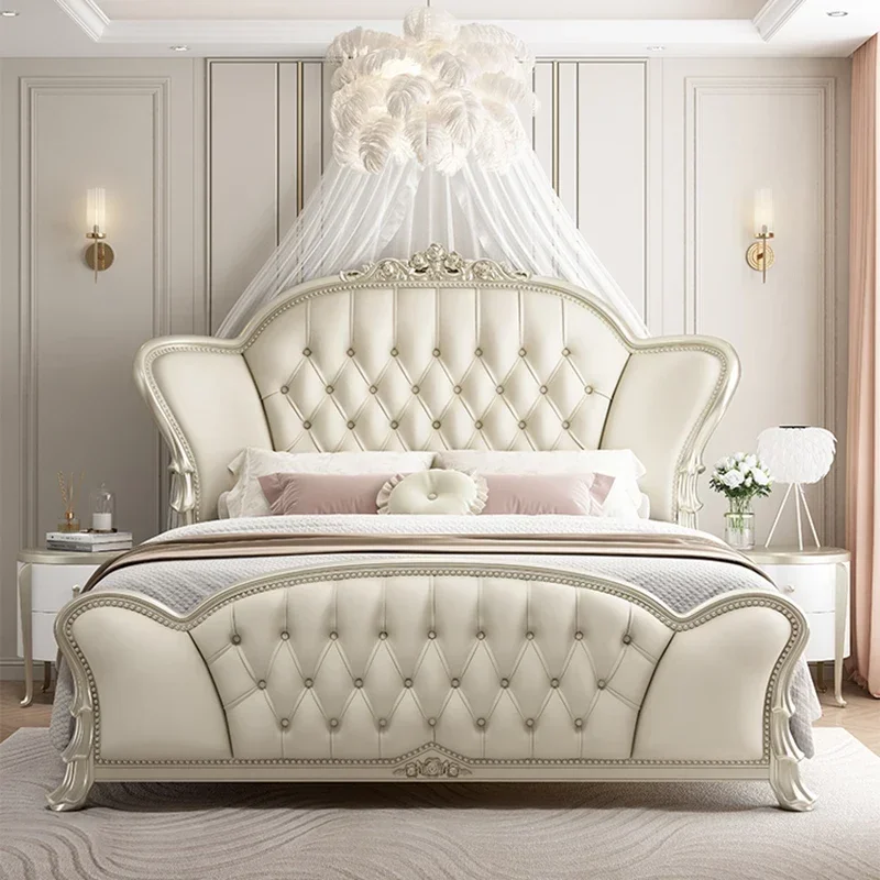

Luxury Double Massage Bed Modern Headboards Sofa Wooden Design Leather Platform Bed Princess Sleeping Muebles Hotel Furniture