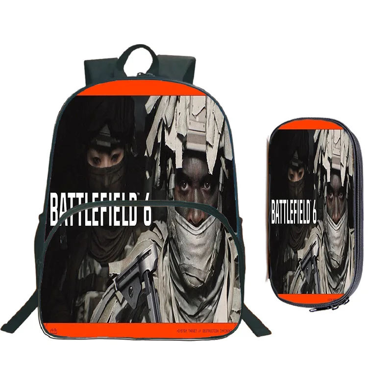 

Веселая игра BATTLEFIELD, рюкзаки на заказ, детский рюкзак с 3D принтом, сумка для ручек, 2 шт., детская повседневная школьная сумка для мальчиков и девочек, Mochilas