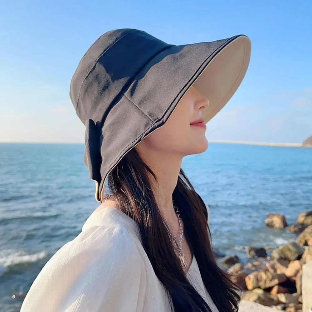 أناقة القوس صياد قبعة قابلة للطي الكورية نمط قبعات الحماية من الشمس حماية من الأشعة فوق البنفسجية التجفيف السريع الصيف واسعة حافة Sunhat #2