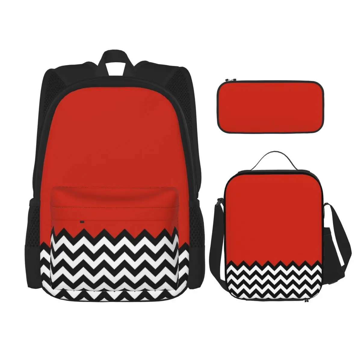 Schwarze Lodge (Twin Peaks) inspirierte grafische Rucksäcke Bücher tasche Schüler Schult aschen Kinder Rucksack Lunch Bag Stift Tasche dreiteiliges Set