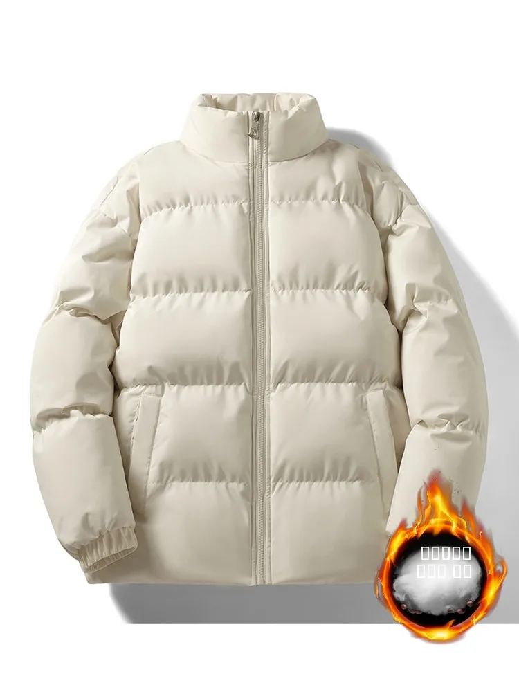 

Men's Thiened Warm Cotton Jaet Autumn Winter Faion Casual Stand Collar Coat Youth ular Long Sve Zipper Closure