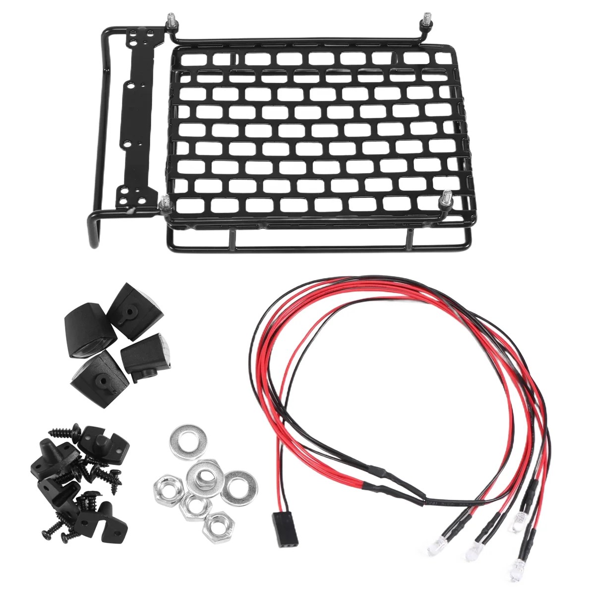 

KKZ-Roof Luggage Rack LED Light Bar for Wrangler Tamiya CC01 Axial SCX10 Aluminum Alloy Luggage Rack Car Roof Rack