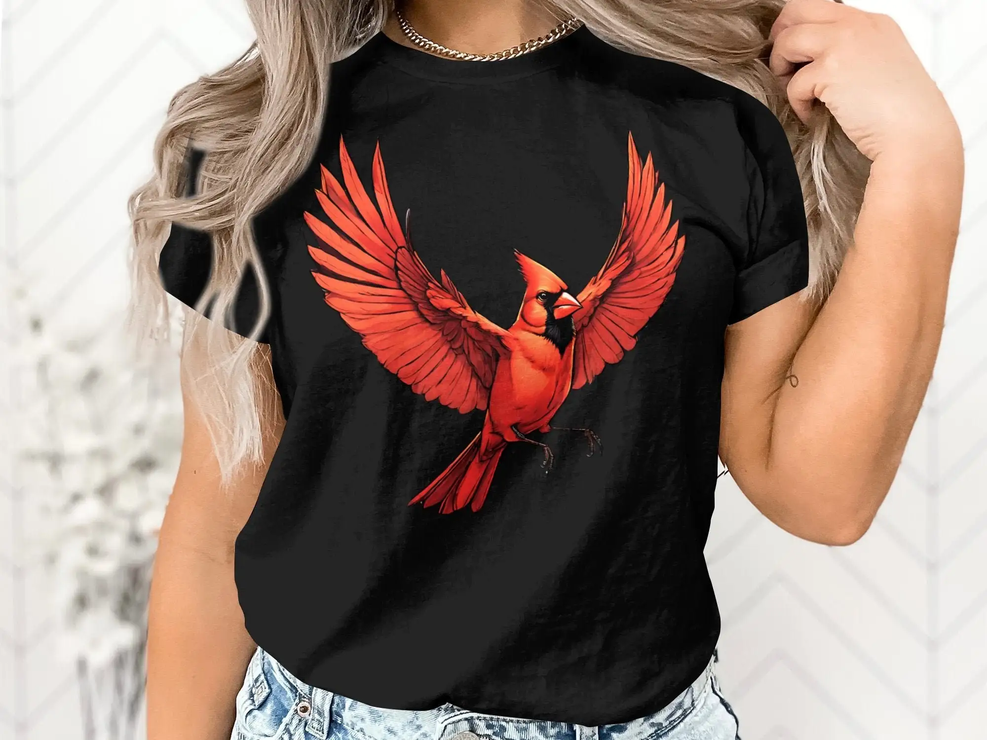 Red Northern Cardinal Bird Lover Birdwatcher T Shirt Animal Birthday Holiday Presents Kid