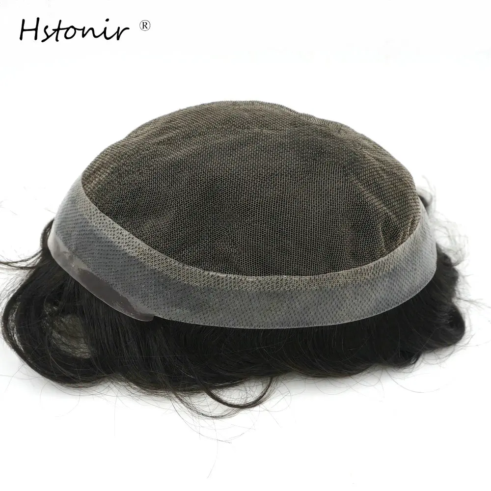 Hstonir Swiss Lace Wig Mens Hair System Australia Male Hair Transplant Human Hair Prostheses Men Toupee H036