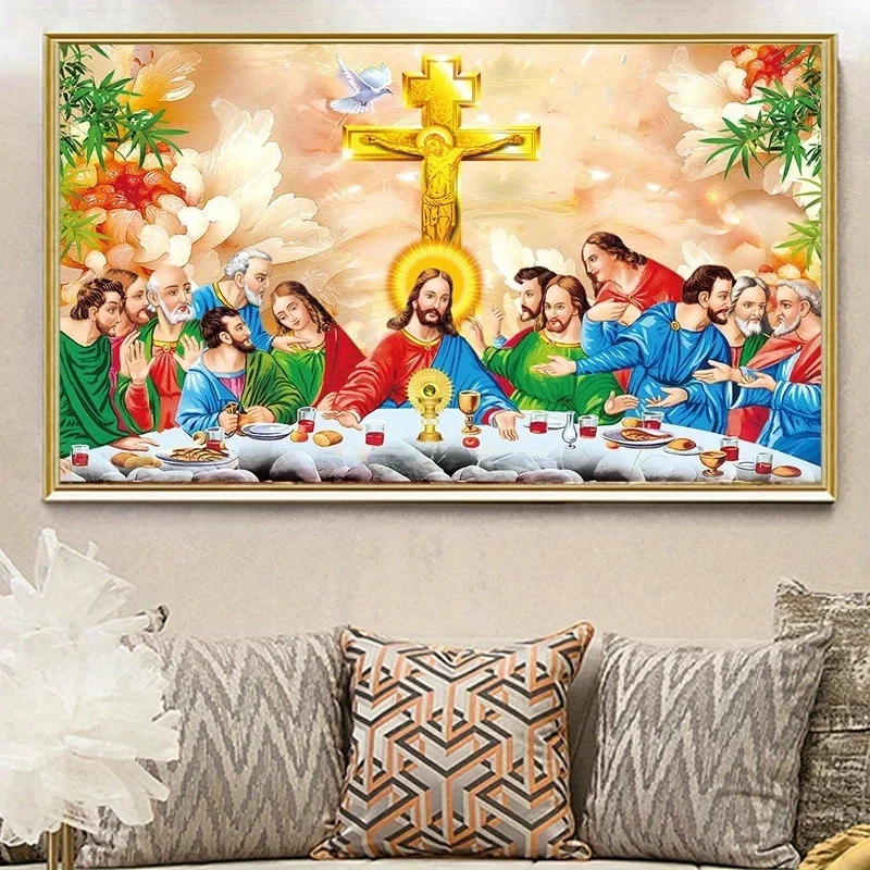 

DIY full Diamond Embroidery,Round Diamond The Last Supper, Jesus Living room decoration rhinestone beads Diamond painting