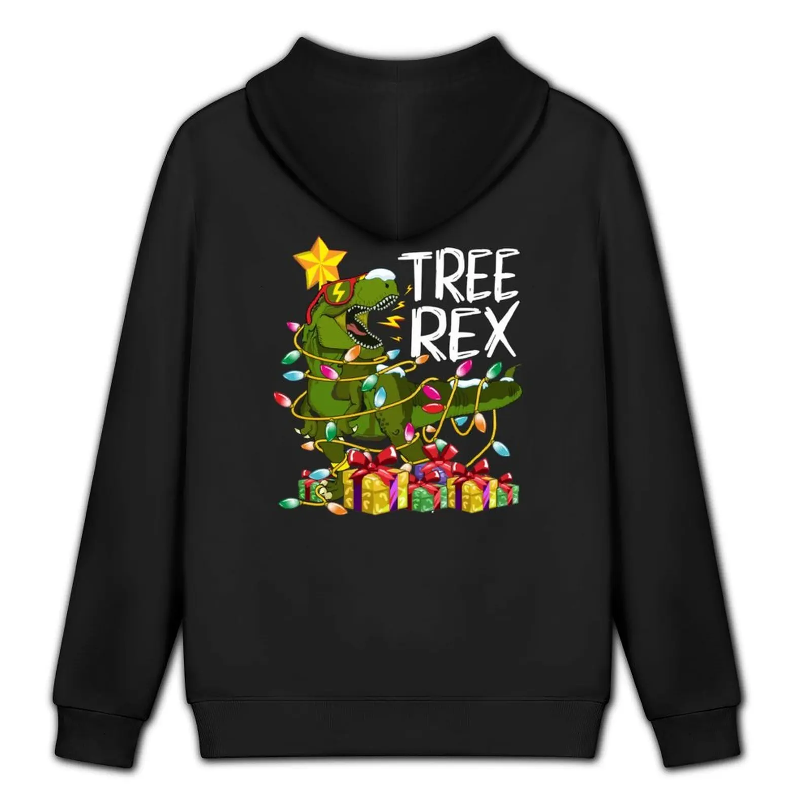 Christmas Tree Rex Dinosaur Tangled in Xmas Lights Garland Hoodie blouse autumn jacket men autumn clothes mens hoodies
