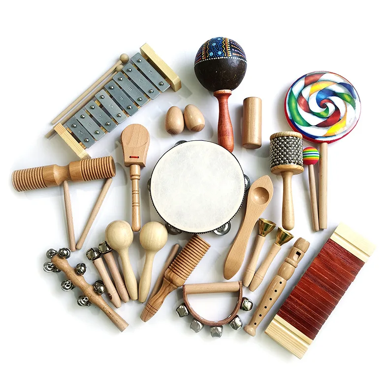 

18Pcs Orff Musical Instruments Set Children Educational Wood Music Percussion Toy Kit Tambourine Stick Shaker Drum Bells