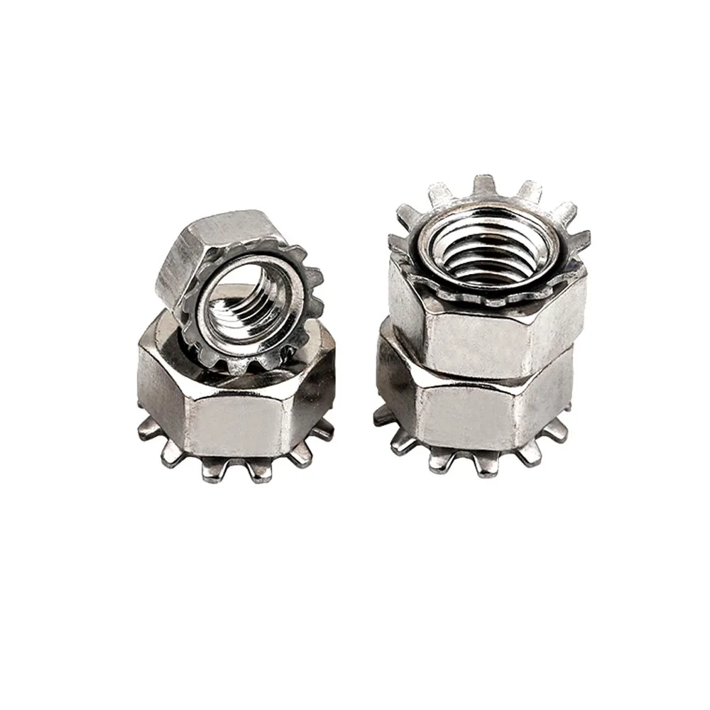 5/10/25 قطعة M3 M4 M5 M6 M8 4 # -40- 3/8-16 UNC UNF 304 الفولاذ المقاوم للصدأ متري الولايات المتحدة المملكة المتحدة القياسية ThreadToothed مسننة K نوع قفل الجوز