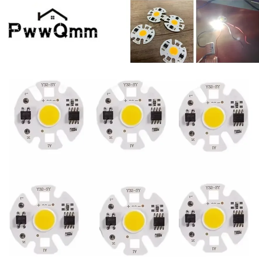 

6PCS 220V 110V Y32 12W 10W 7W 5W 3W LED COB Lamp Chip Bulb Real Power Input IP65 for Outdoor LED Bulb FloodLight Cold Warm White