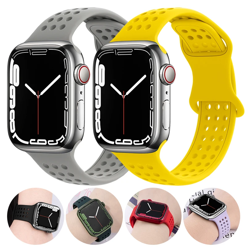 

Sport strap for Apple watch band 44mm 45mm 42mm 40mm 41mm 45 mm silicone bracelet correa iwatch series 7 8 SE 6 5 4 3 Ultra 49mm