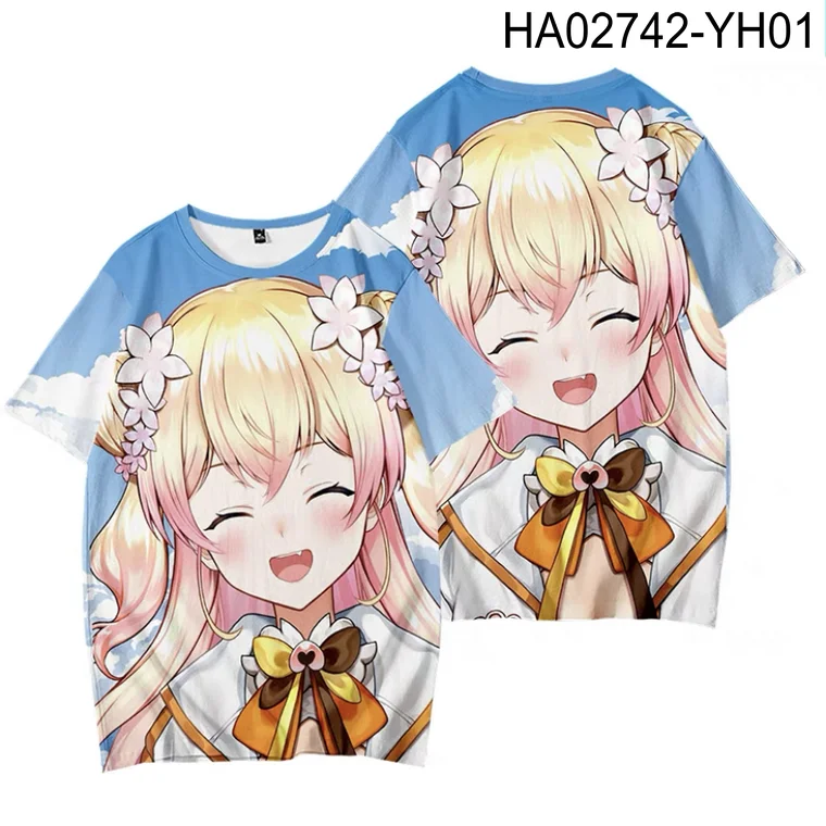 

VTuber Momosuzu Nene 3D Printing T-shirt Summer Fashion Round Neck Short Sleeve Popular Japanese Streetwear Plus Size