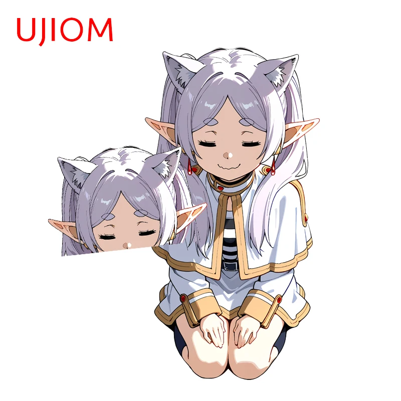UJIOM-pegatinas de pared Kawaii Frieren Catgirl, personaje de Anime Popular, pegatina impermeable, mercancía adecuada para superficies lisas