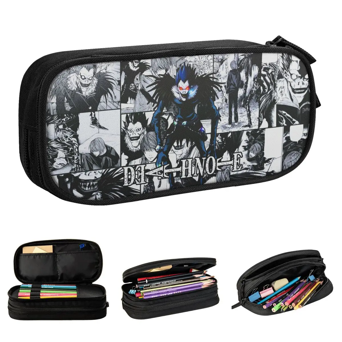 Fashion Death-Note Pencil Cases Yagami Shinigami Ryuk Anime Pencil Box Pen Box Kids Big Capacity Bags Office Zipper Accessories