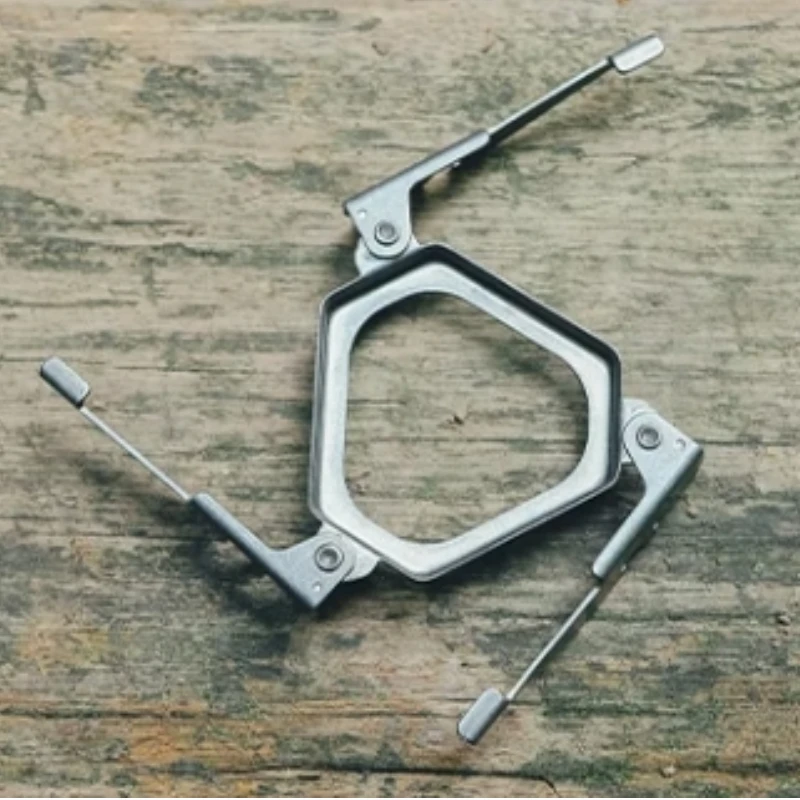 9.2g Titanium metal outdoor camping gas tank support - Foldable fuel stabilizer - Gas tank tripod holder - Support bracket view 3