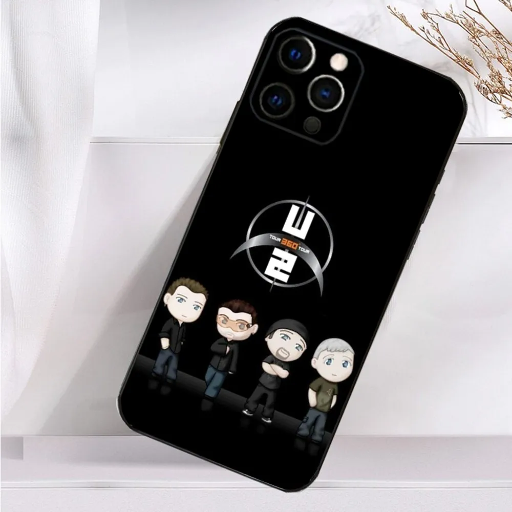 U-U2 Band P-Pops Phone Case For iPhone 16,15,14,13,12,11 Plus,Pro Max,XS,X,XR,SE,Mini,8,7 Soft Silicone Black Cover