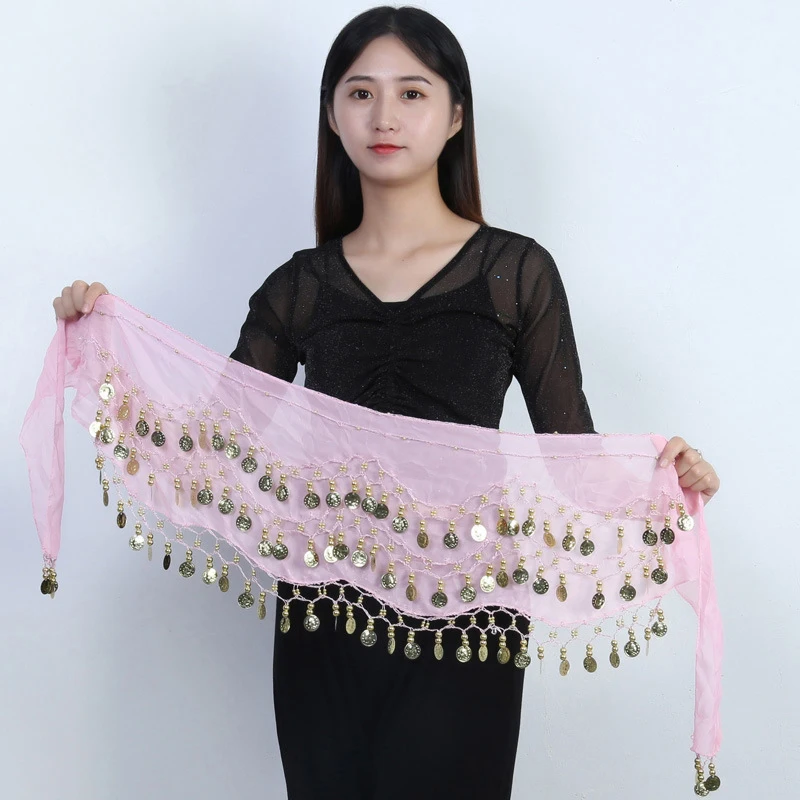 Chiffon Belly Dance 72/83/98/128 Coin Waist Chain Triple Gold Coin Belt Hip Scarf Waist Decoration