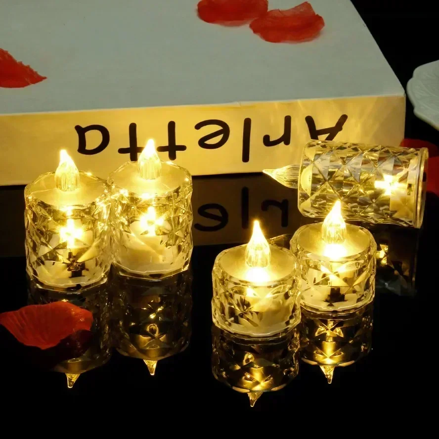24-1PCS Flameless LED Light Candle LED Crystal Candle Light Electronic Night Lamp Dating Party Holiday Home Wedding Decoration