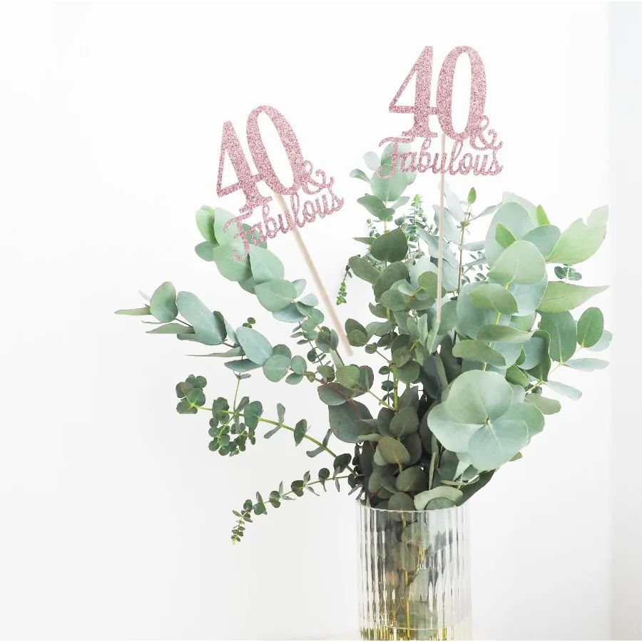 Confezione da 10 centrotavola favolosi e per il 40° compleanno su entrambi i lati per tavoli Numero 40 Centrotavola Bastoni Decorazione per la tavola per il 40° compleanno