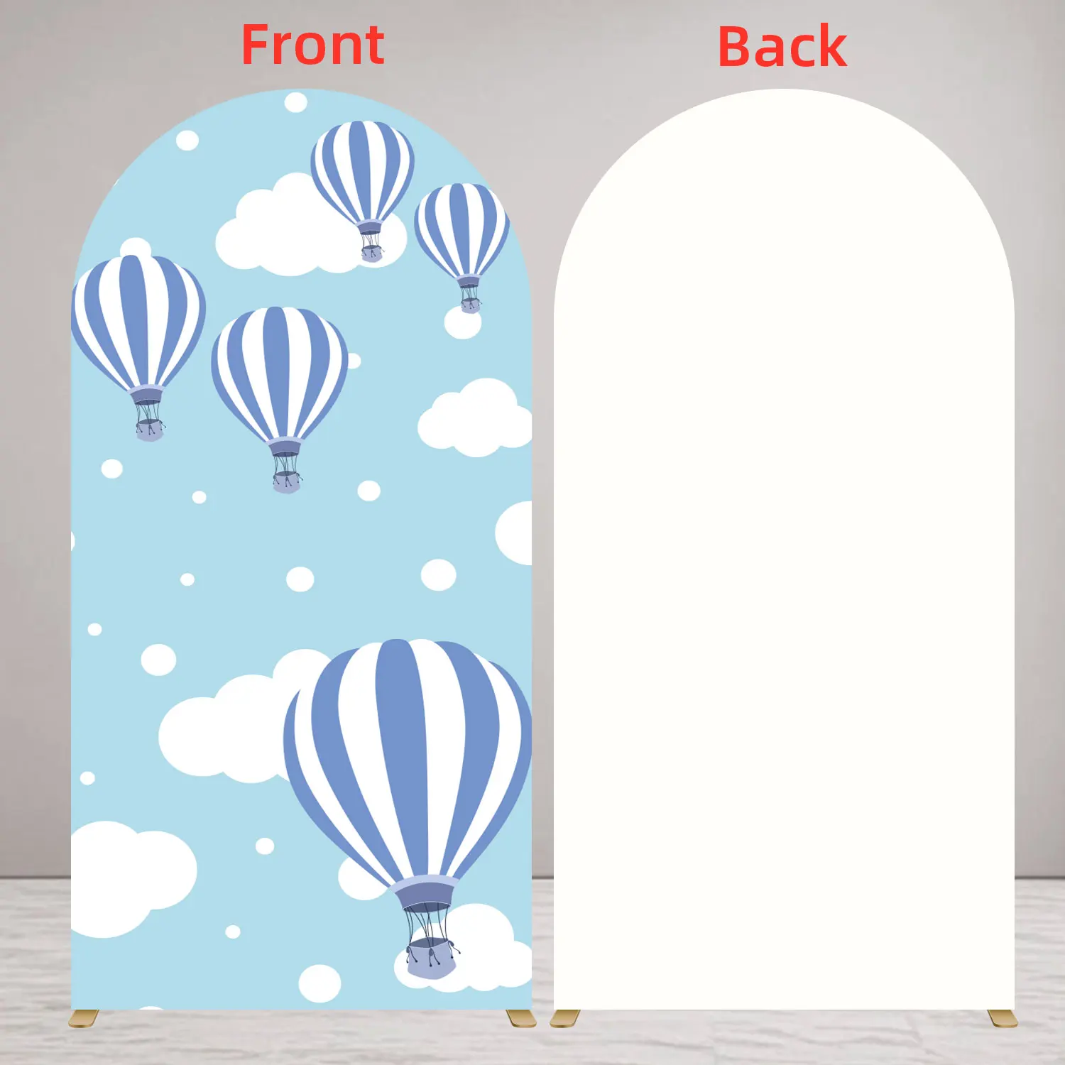 1*2m Hot Air Balloon Cloud Arch Cover Double Sided Blue White Arch Spandex Bakcdrop Cover  for Birthday Wedding Party Baby Showe