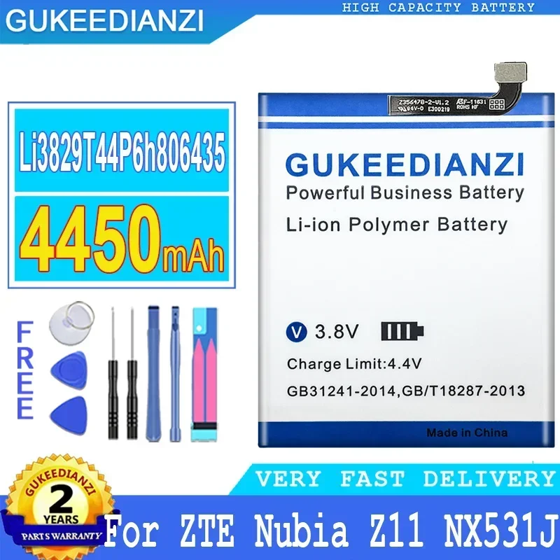 

Аккумулятор GUKEEDIANZI для ZTE Nubia M2 Lite M2Lite NX573J/M2 PLAY NX907J Z11 Z 11 Li3829T44P6h806435, 4450mAh, Li3829T44P6h806435