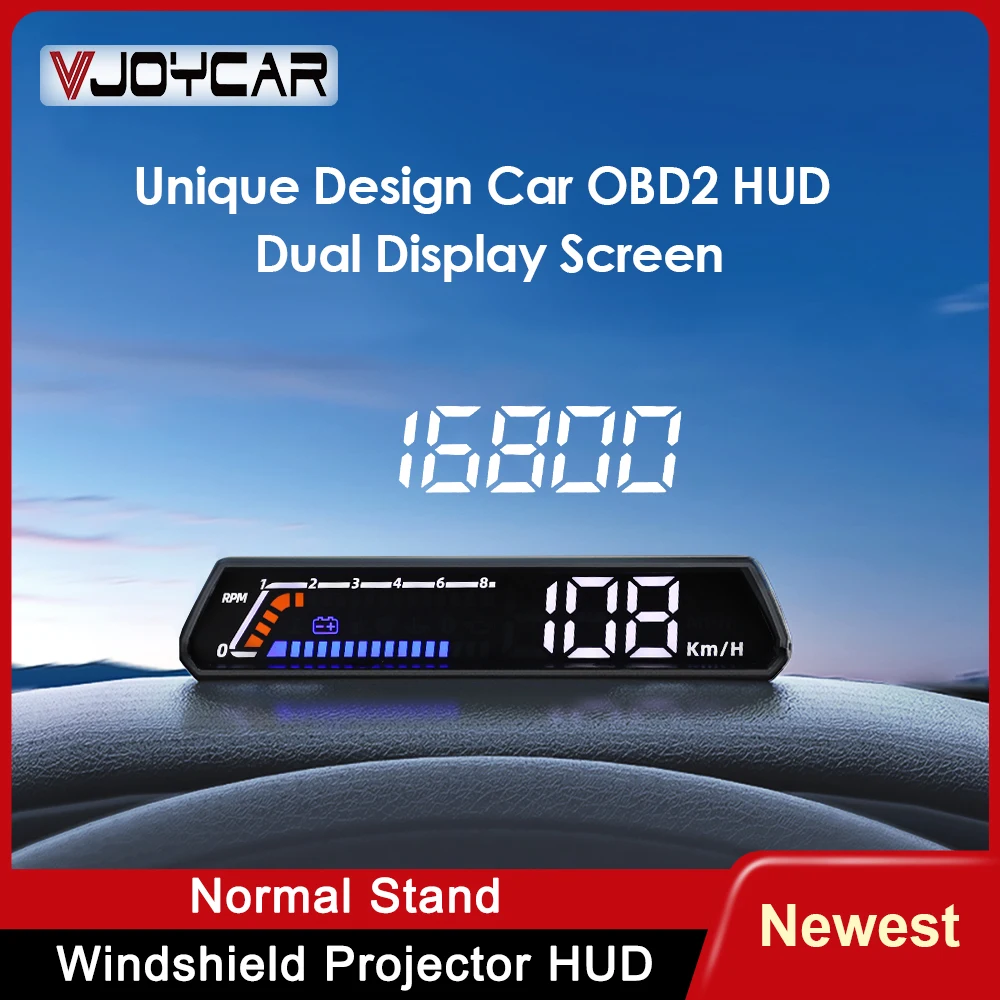 

Vjoycar New Dual-Screen Stand Plus Windshield Projector Car OBD2 HUD Fuel Consumption Turbo CVT Oil Coolant Temperature Meter