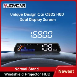 Vjoycar New Dual-Screen Stand Plus Windshield Projector Car OBD2 HUD Fuel Consumption Turbo CVT Oil Coolant Temperature Meter